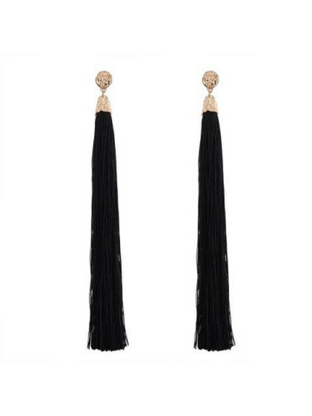 Bella Tassel Black Earrings