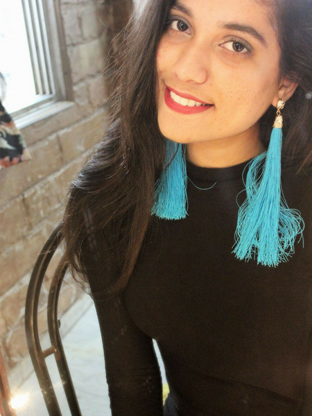 Bella Tassel Blue Earrings