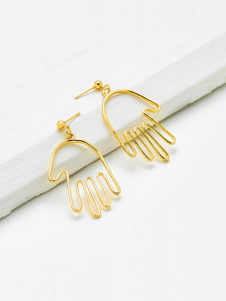 Abstract Hand Gold Earrings