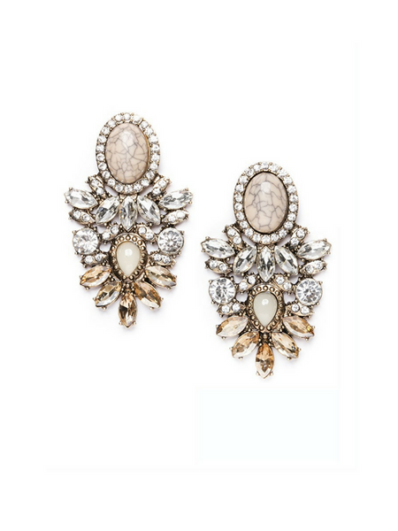 Crystal Frost with Marble Design Earrings