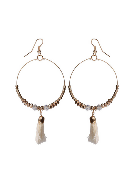 Single Tassel White Earrings