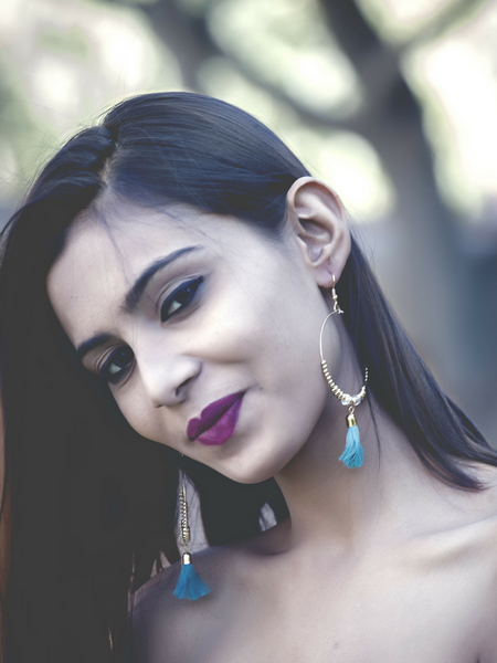 Single Tassel Blue Earrings