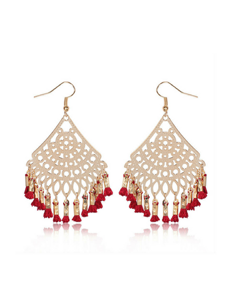 Gabriella Tassel Red Earrings