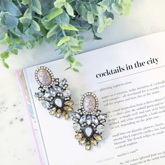 Crystal Frost with Marble Design Earrings