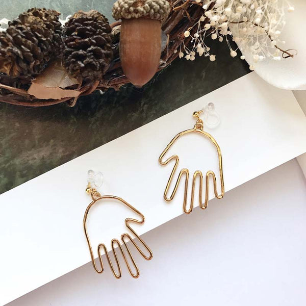 Abstract Hand Gold Earrings