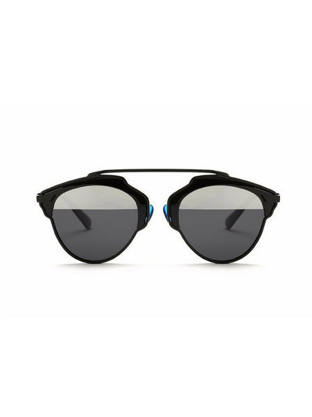 ROUNDED AVIATORS SILVER SUNGLASSES