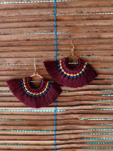 Tropical Tassel Earrings Red