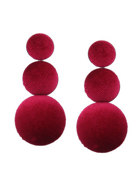 Red Velvet Buttoned Earrings