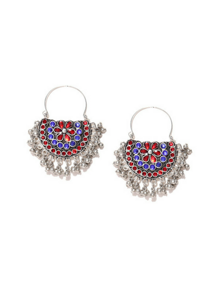 Rangeen Chandbalis Earrings (Red/Blue)