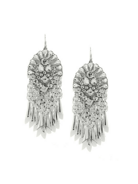 Crystal Frost with Marble Design Earrings
