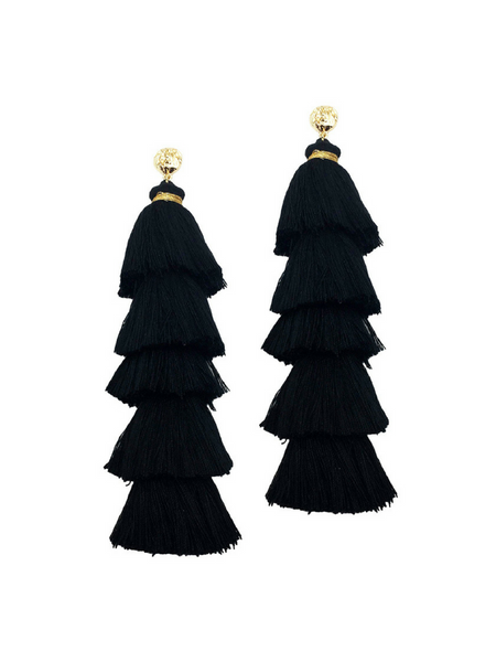 Triangle Tassel Blue Earrings