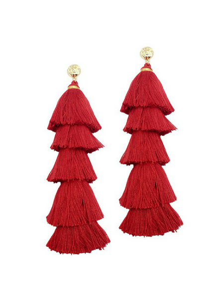 Single Tassel Red Earrings