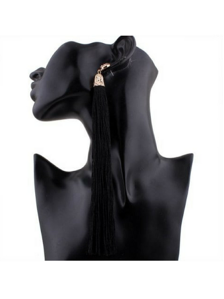 Bella Tassel Black Earrings