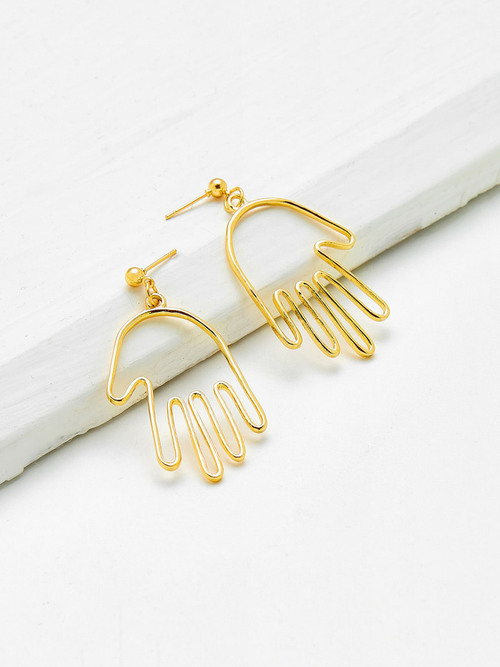 Abstract Hand Gold Earrings