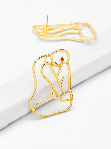 Abstract Shape Gold Earrings