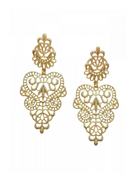 Lacy Gold Toned Earrings