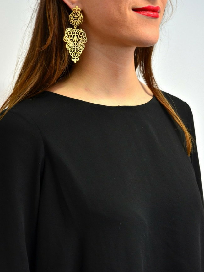 Lacy Gold Toned Earrings