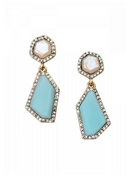 Crystal Frost with Marble Design Earrings