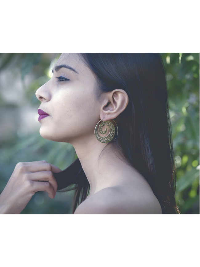 Crafted Spiral Brass Earrings