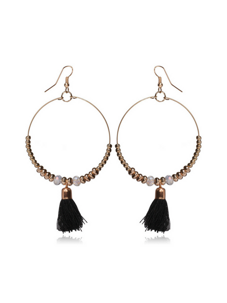 Single Tassel Black Earrings