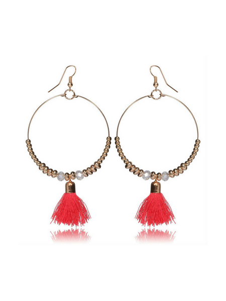 Single Tassel Red Earrings