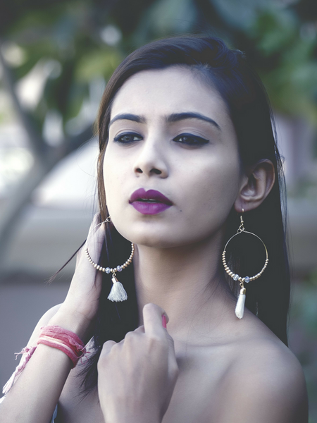 Crystal Frost with Marble Design Earrings