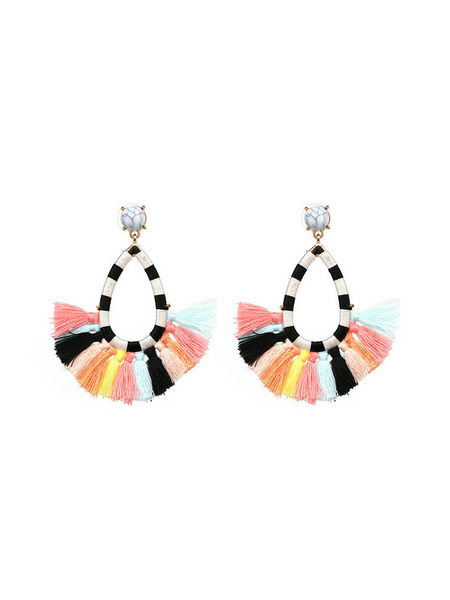 Crystal Frost with Marble Design Earrings
