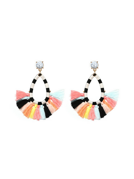 Triangle Tassel Red Earrings