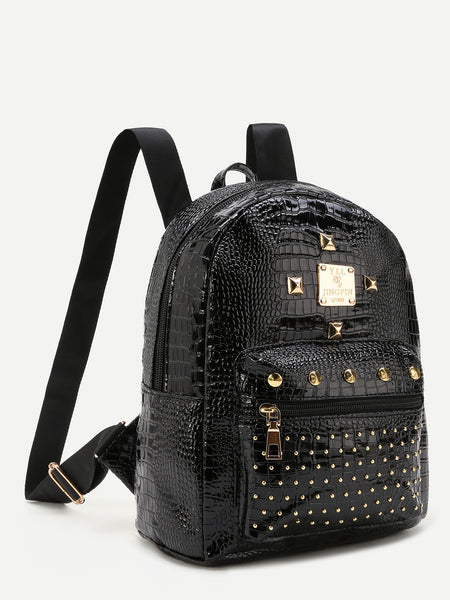 Classic Studded Black Backpack