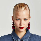 Red Velvet Buttoned Earrings