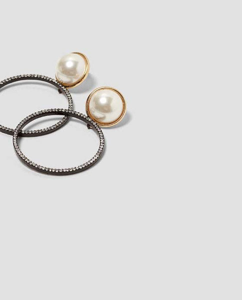 Studded Pearl Drop Earrings