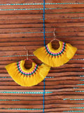 Mink Tassel Fringe Yellow Earrings