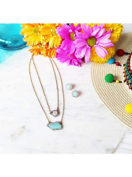 Mint Stud layered Necklace