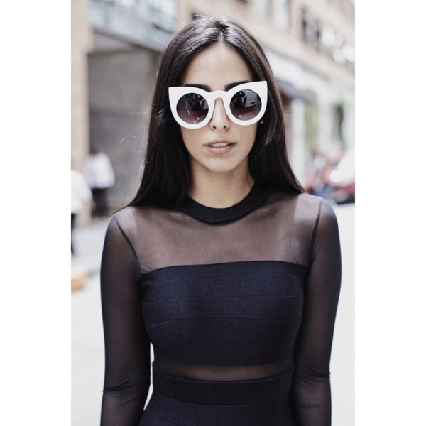 RETRO CAT EYE WHITE SUNGLASSES