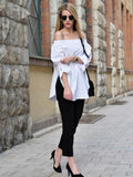 WHITE LONG SLEEVE OFF THE SHOULDER TOP