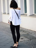 WHITE LONG SLEEVE OFF THE SHOULDER TOP