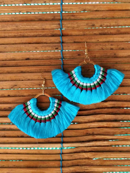 Fringe Tassel Blue Earrings